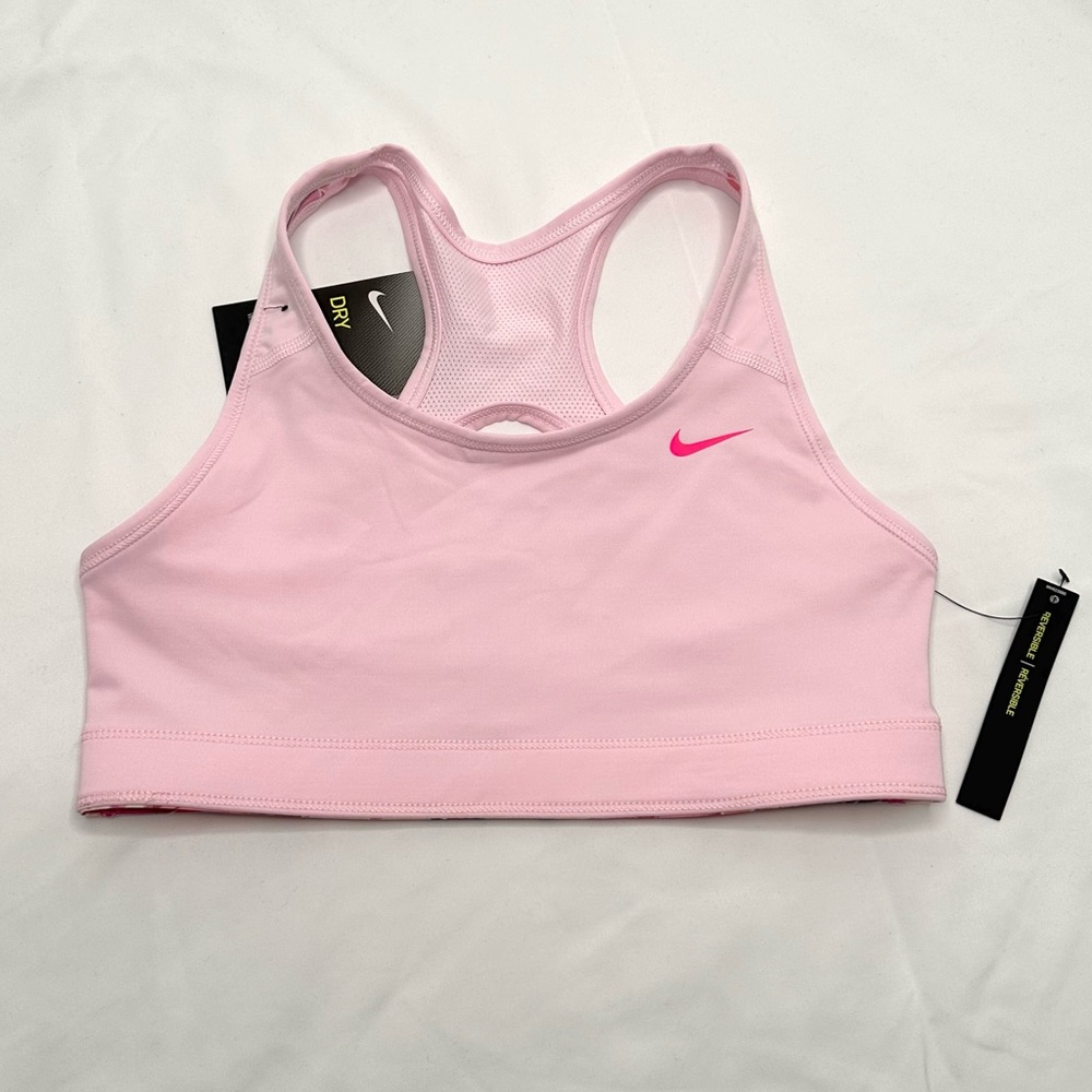 NWT reversible pink Nike sports bra with floral tropical print